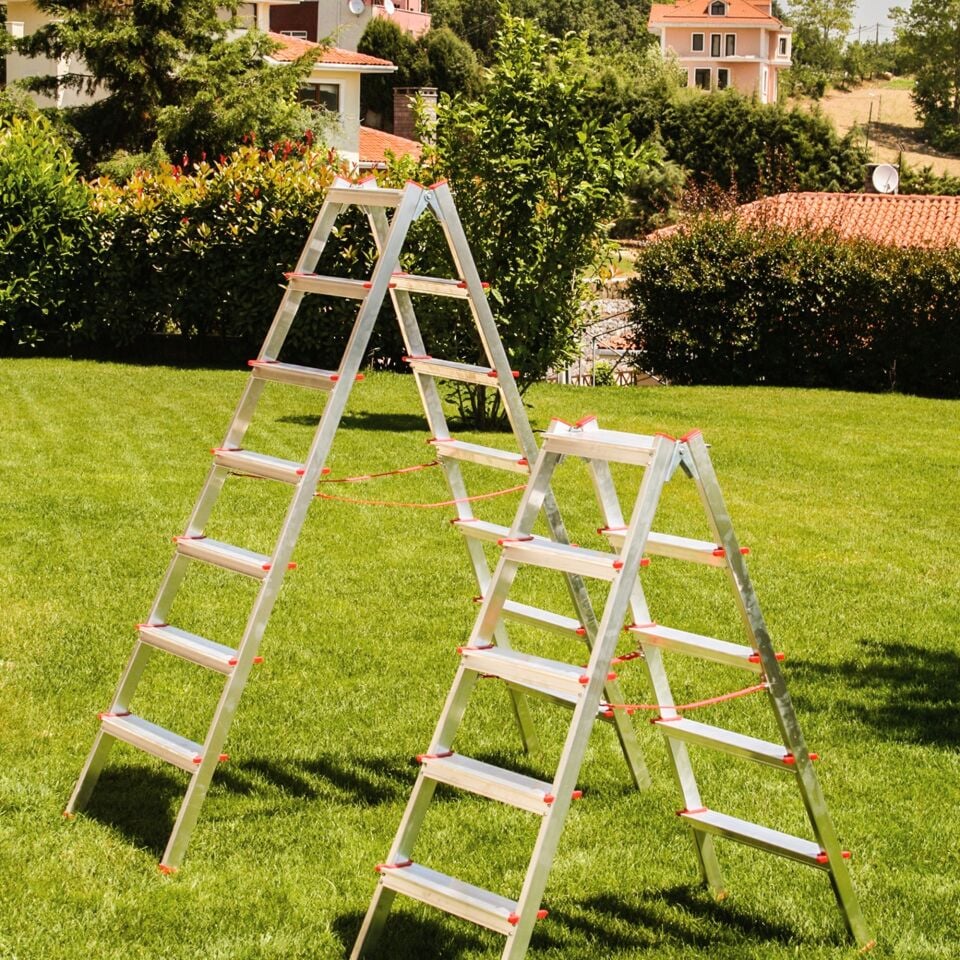 Akrobat Alüminyum Çift Çıkışlı Merdiven 9 Lu