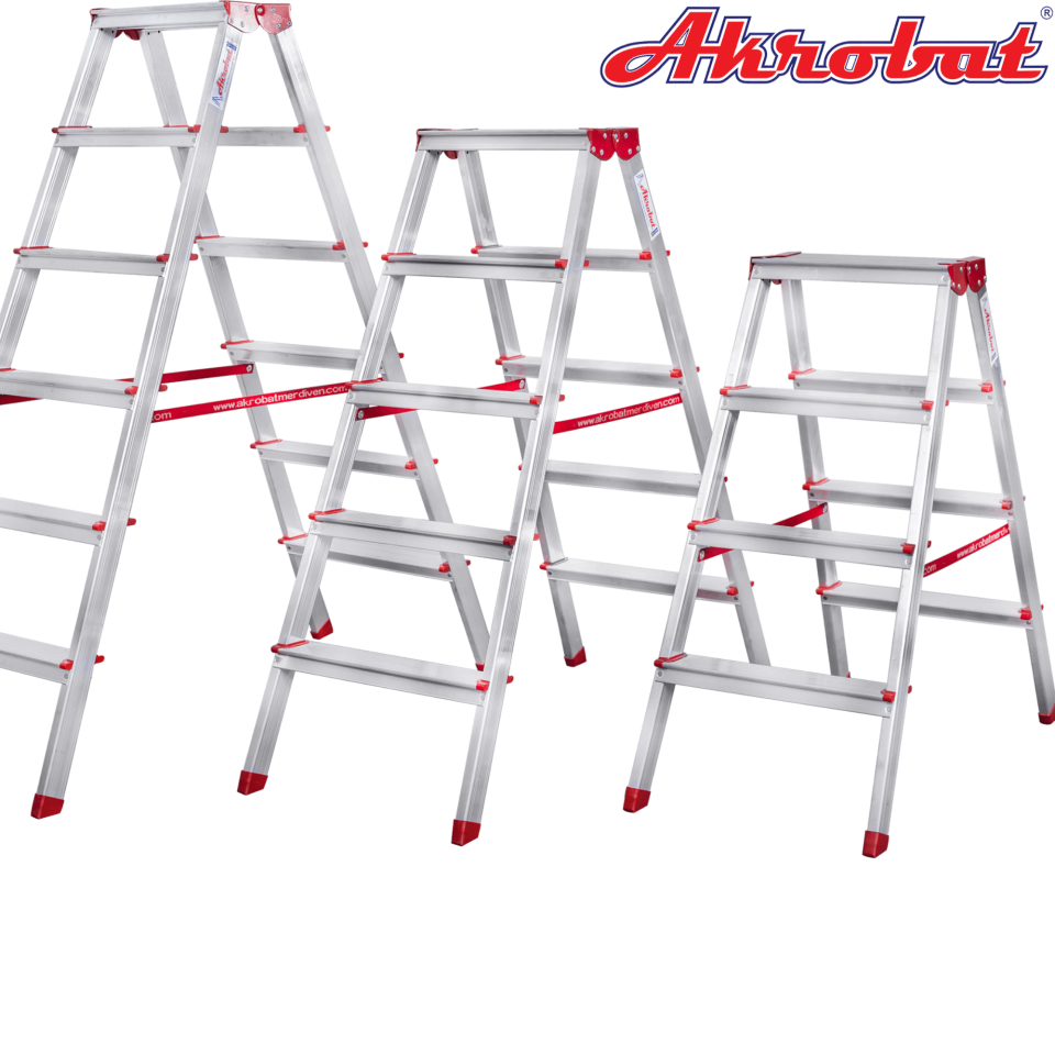 Akrobat Alüminyum Çift Çıkışlı Merdiven 9 Lu