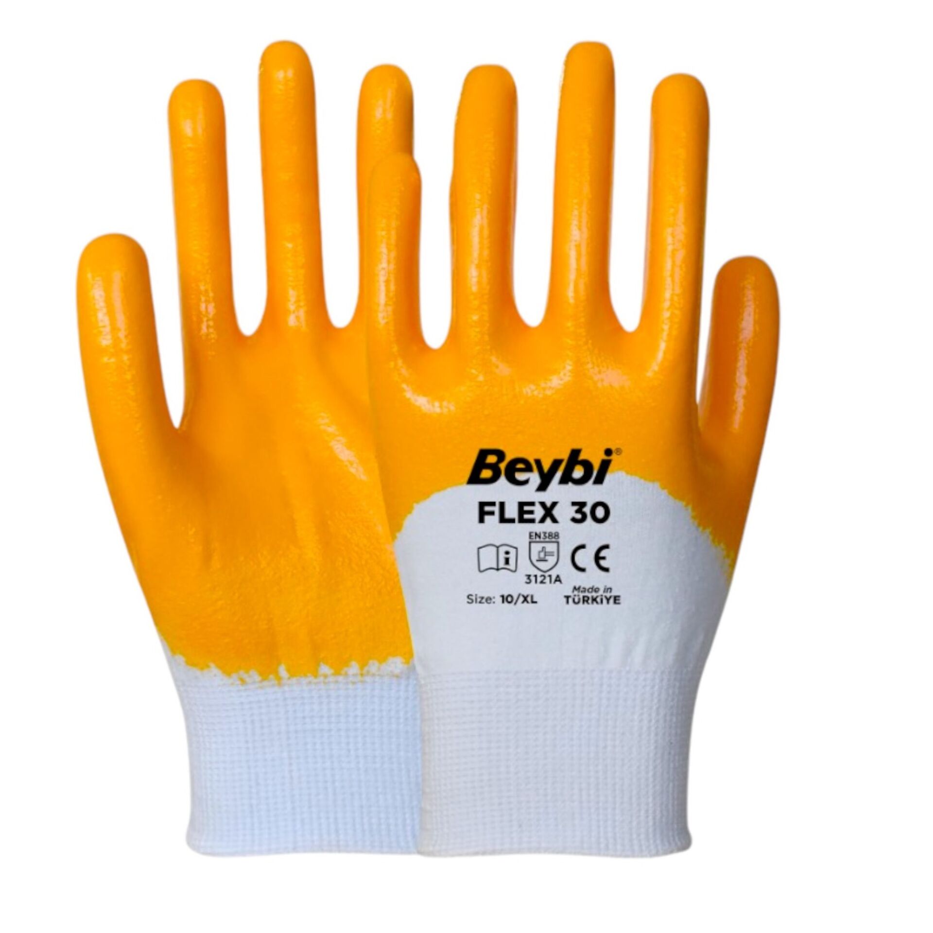 Beybi Flex30 Nitril Eldiven Sarı No: 10