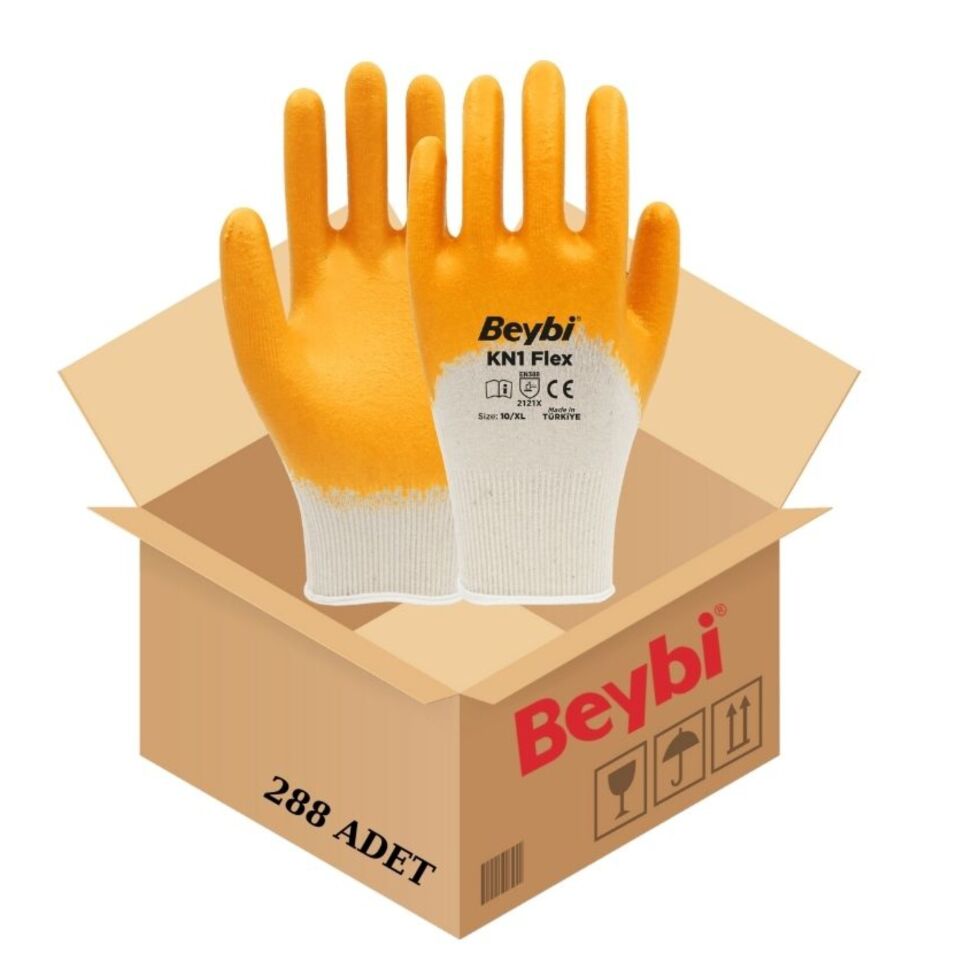 Beybi Kn1 Flex Nitril Eldiven Sarı No: 10