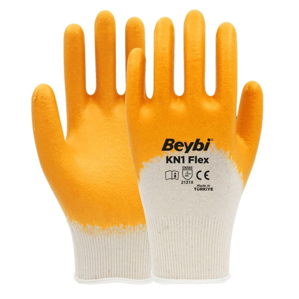 Beybi Kn1 Flex Nitril Eldiven Sarı No: 9