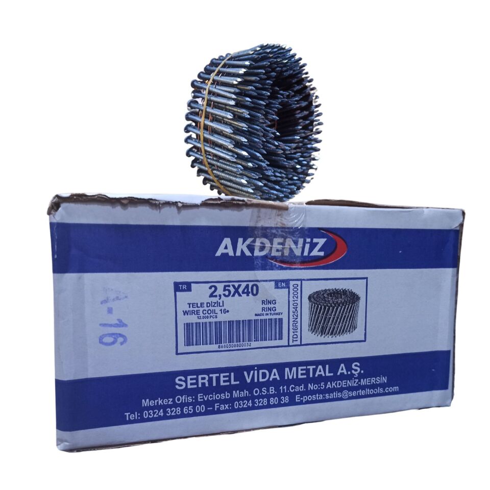 Tele Dizili Ring Çivi 2.5x40 (12.000 Ad)