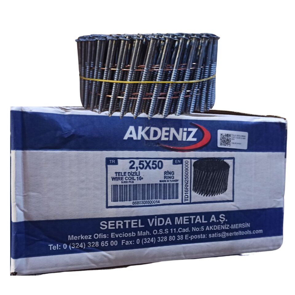 Tele Dizili Ring Çivi 2.5x50 (9.000 Ad)