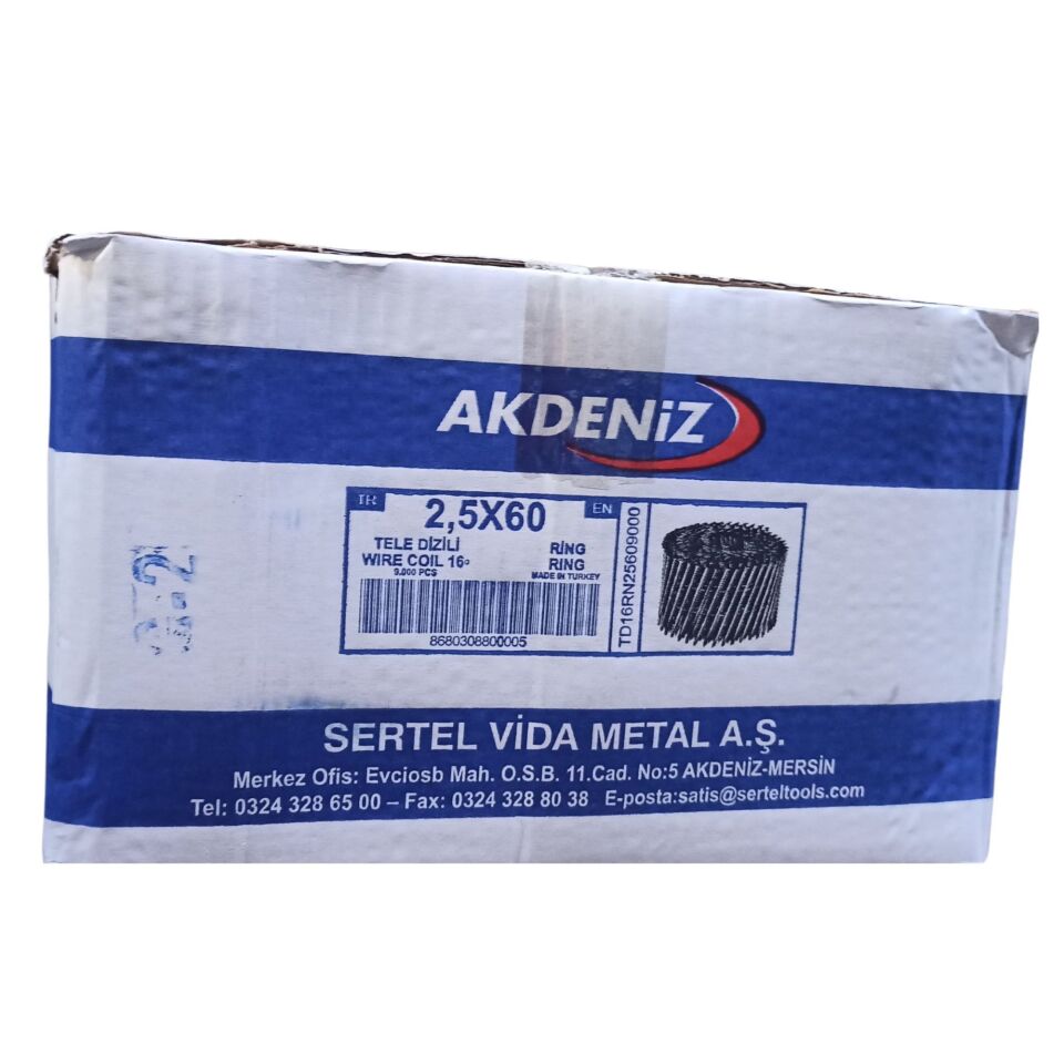 Tele Dizili Ring Çivi 2.5x60 (9.000 Ad)