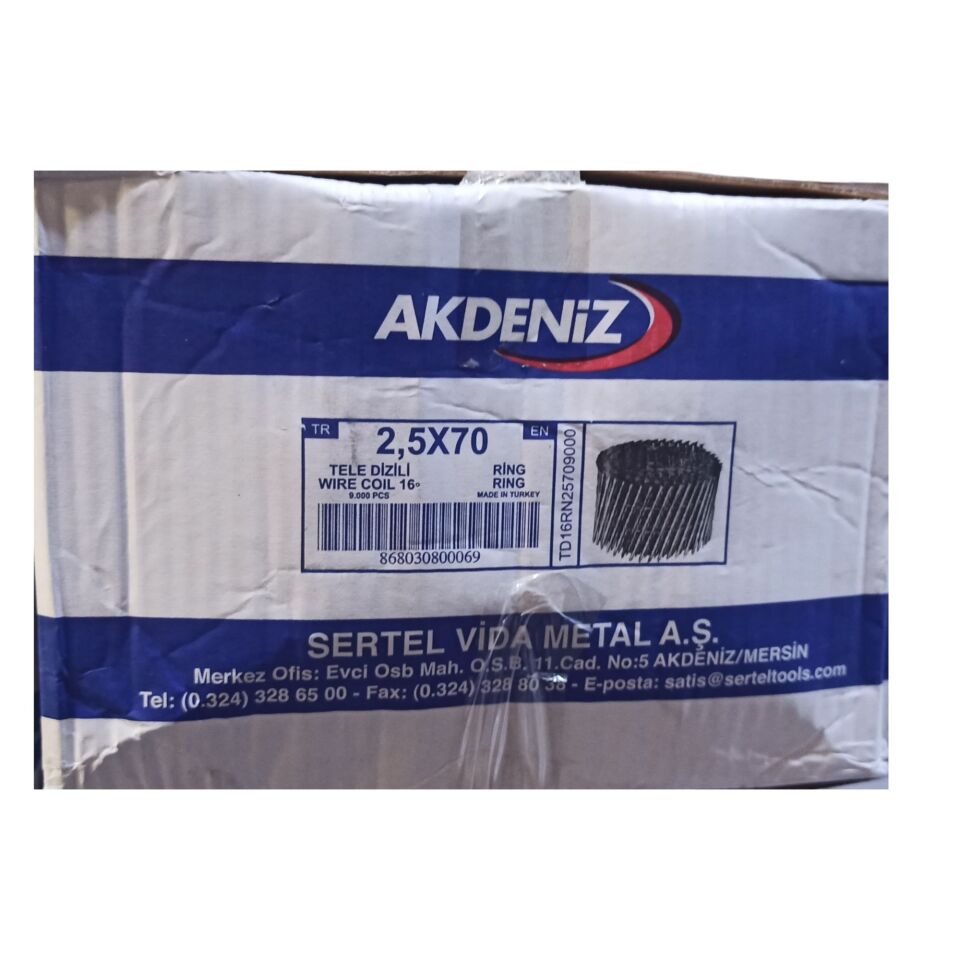 Tele Dizili Ring Çivi 2.5x70 (9.000 Ad)
