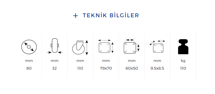 KAMA 2807 PUR 080 Rulet Sabit Teker