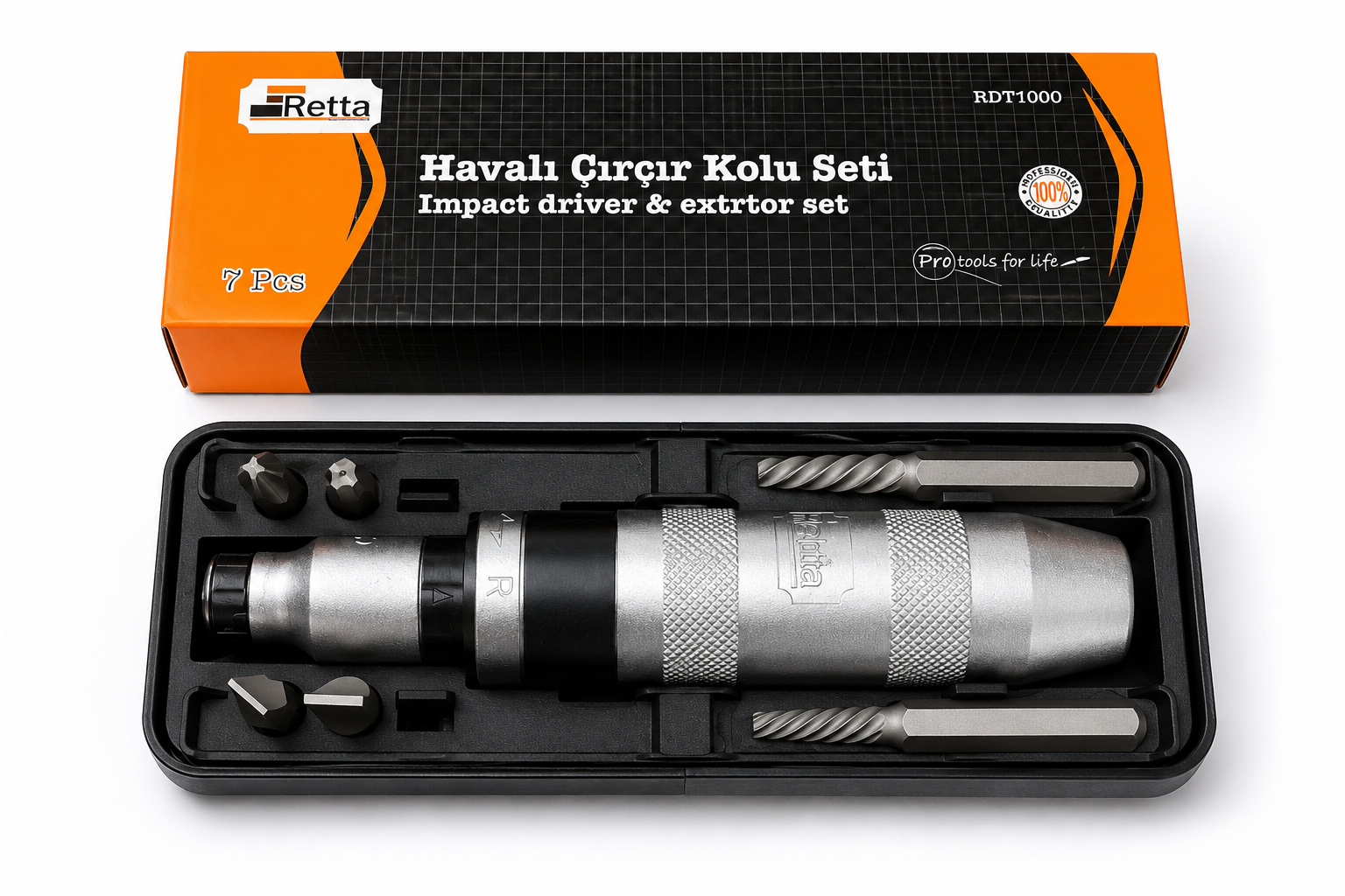 Retta Havalı Cırcır Kolu Seti RDT1000 (Darbeli Tornavida Seti)