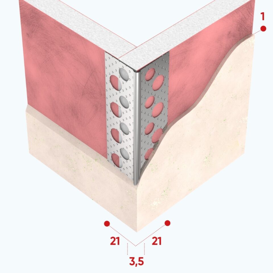Alüminyum Alçı Köşe Profili 21x21 Mm 2.70 Mt