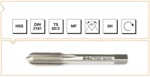 MTE Makina Takım HSS DIN 2181 Metrik İnce Vidalı Son Kılavuz M5x0.5 B00104120503