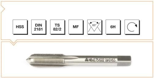 MTE Makina Takım HSS DIN 2181 Metrik İnce Vidalı Son Kılavuz M6x0.75 B00104120604
