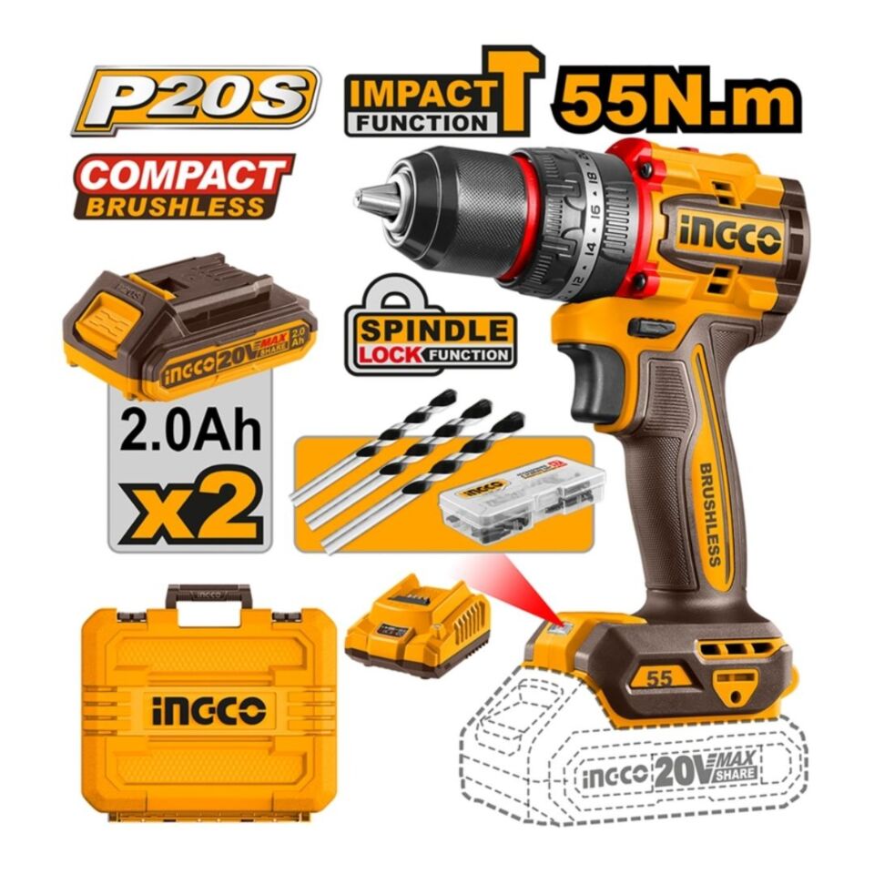 İngco Cıdlı20558e Akülü Darbeli Vidalama 20v