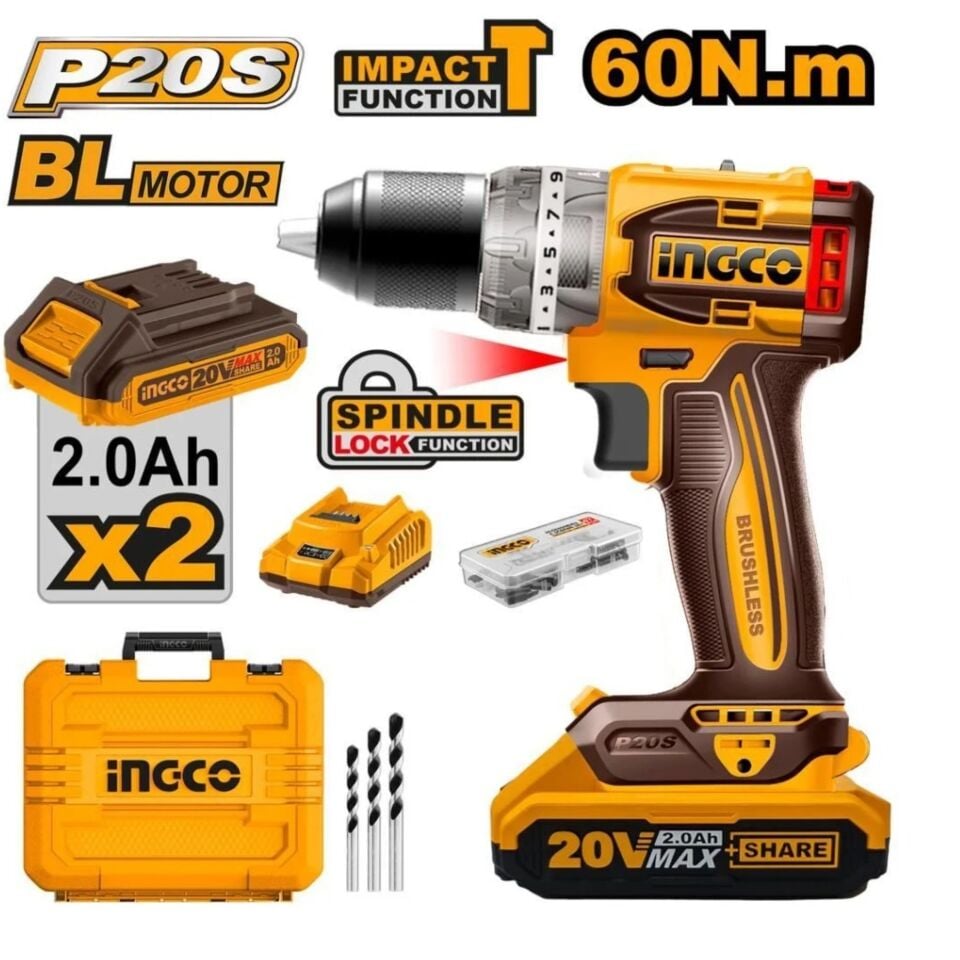 İngco Cıdlı20602 Akülü Darbeli Vidalama 20v