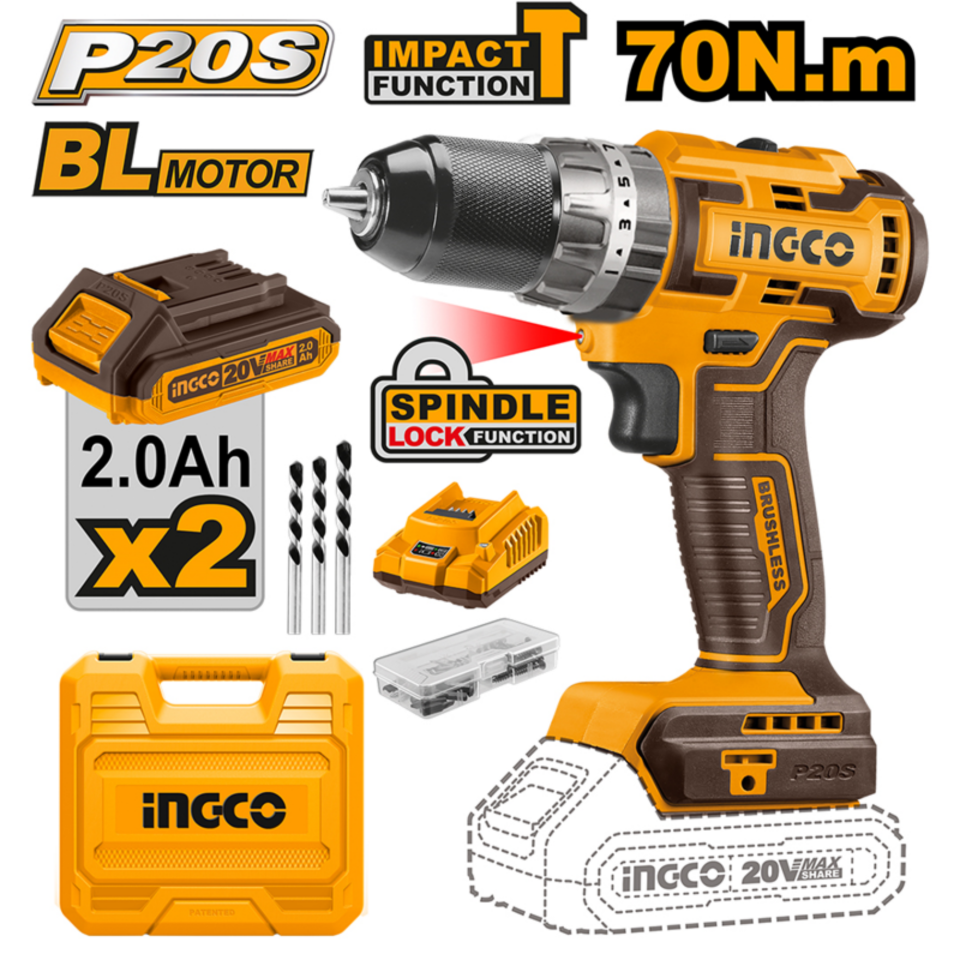 İngco Cıdlı20605 Akülü Vidalama Kömürsüz 20v