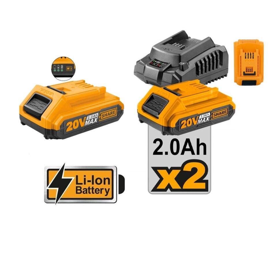 İngco Cklı 2016 Matkap-vidalama 2 Li Set 20v