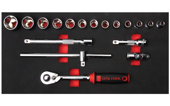 Ceta Form 18 Parça 3/8'' 6 Köşe Lokma Takımı (EVA'lı)  - C10-E18H2