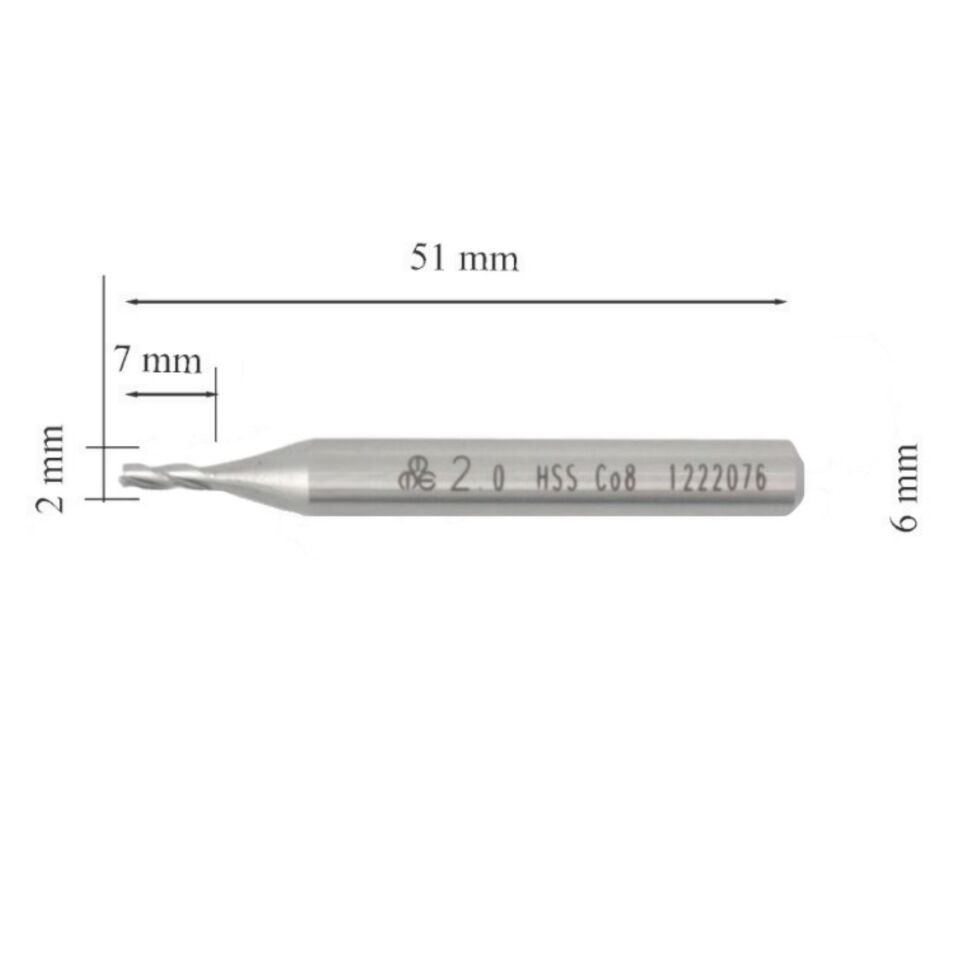 Mte Hsse Parmak Freze Kısa Dın844 2 Mm 276180200