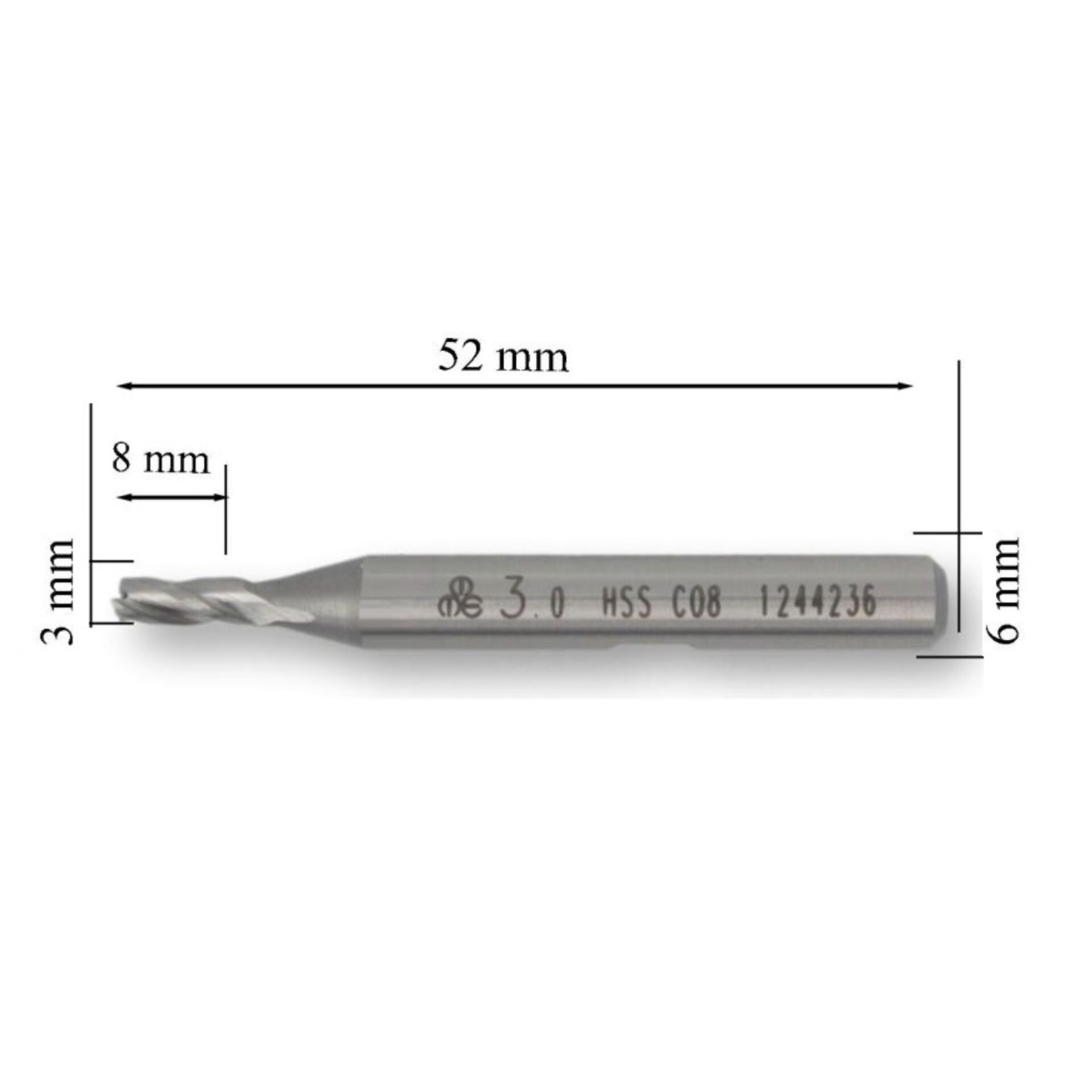 Mte Hsse Parmak Freze Kısa Dın844 3 Mm 276180300