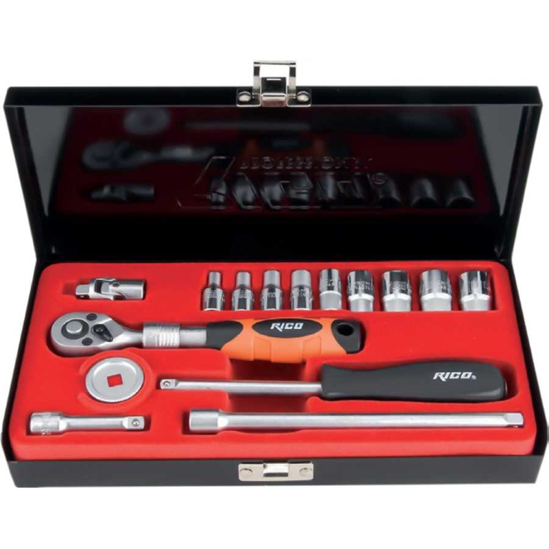 Rico 16 Parça 1/4 Lokma Seti 4-13 mm Uzatmalı Cırcır Kollu - 006-RC1017