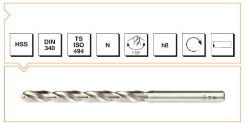 MTE Makina Takım HSS DIN 340 Silindirik Saplı Uzun Matkap Ucu 4.5 mm B00007200450