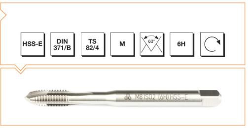 MTE Makina Takım HSS Eğik Ağız Metrik Normal Vidalı Eğik Ağız Bilemeli Makina Kılavuzu M4 B00105710400
