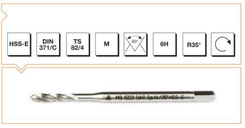MTE Makina Takım HSS-E DIN 374/C Metrik İnce Vidalı Helis Kanallı Makina Kılavuzu M14x1 B00105790137