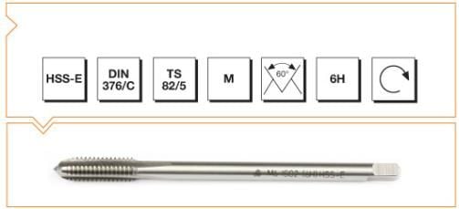 MTE Makina Takım HSS Düz Kanallı Metrik Normal Vidalı Düz Kanallı Makina Kılavuzu M6 B00105780600