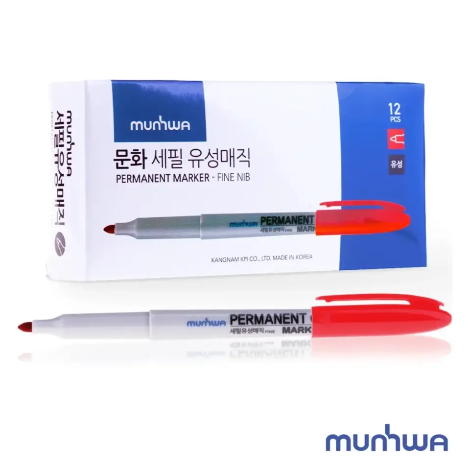 Munhwa Permanent Marker Asetat Kalemi Fıne Kırmızı (12 Adet)