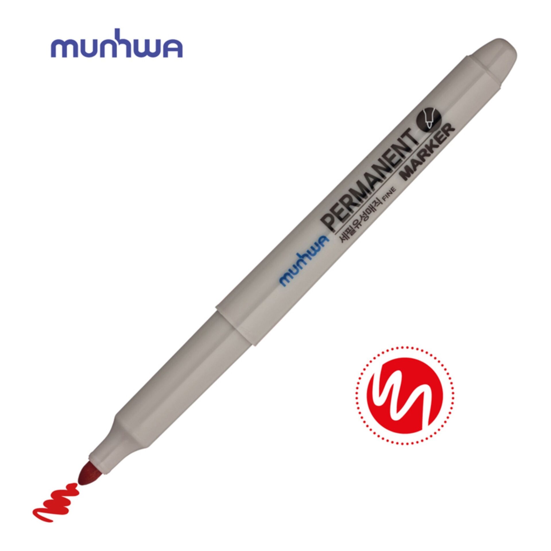 Munhwa Permanent Marker Asetat Kalemi Fıne Kırmızı (12 Adet)