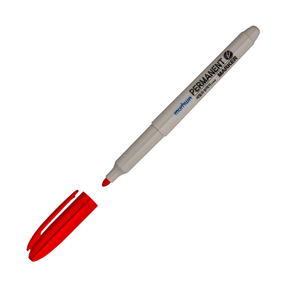 Munhwa Permanent Marker Asetat Kalemi Fıne Kırmızı (12 Adet)