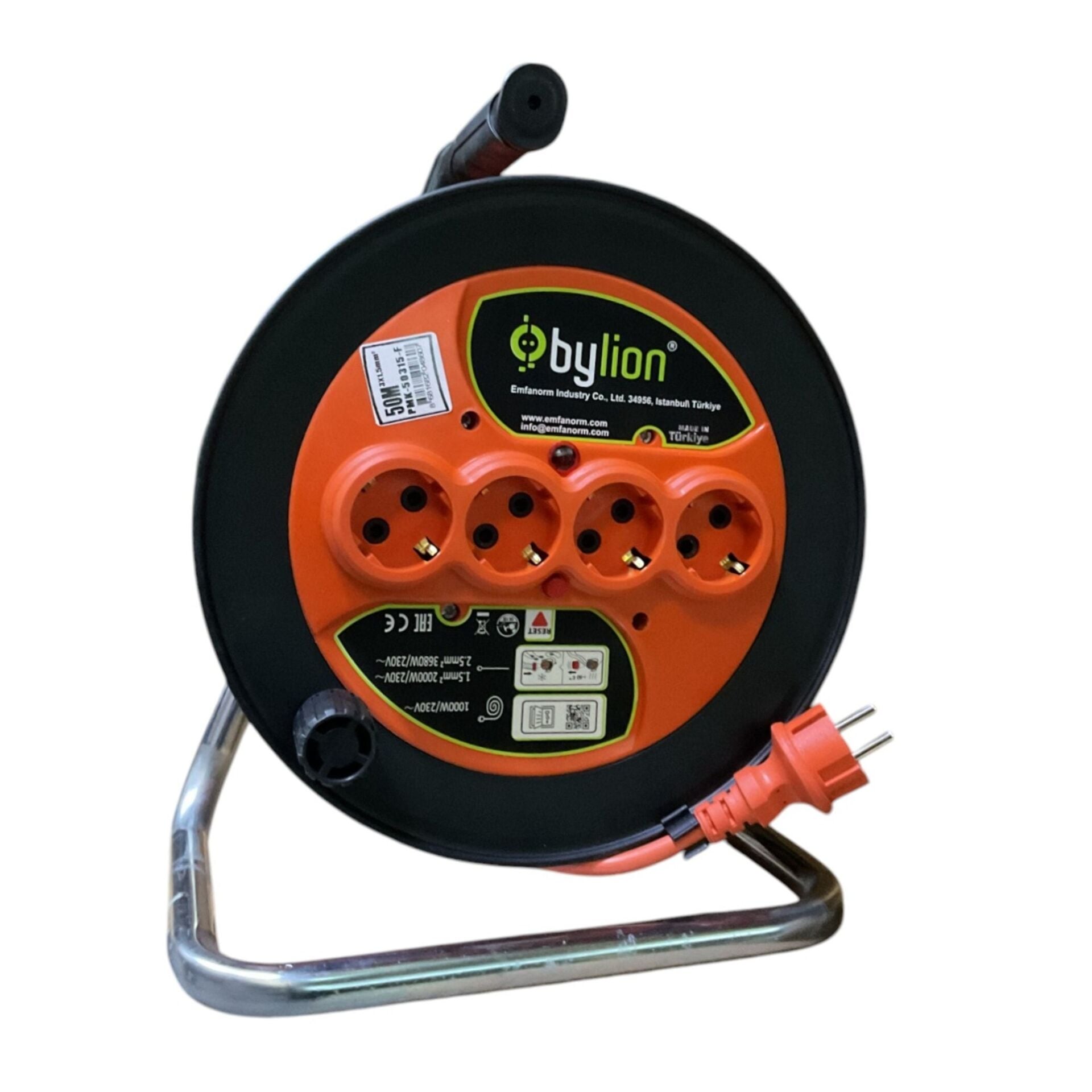 Bylion Seyyar Makara Kablo 3x1.5mm 50 Mt Pmk50315f