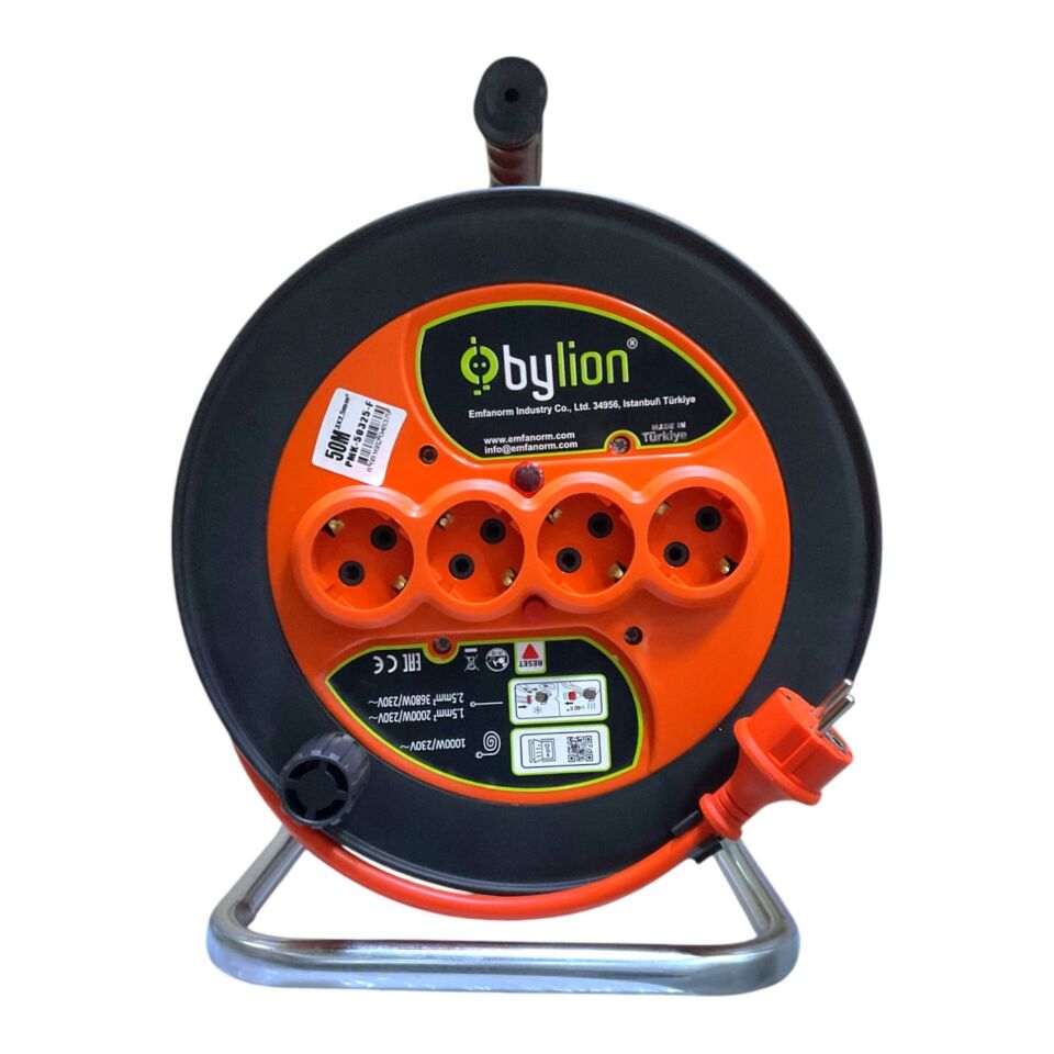 Bylion Seyyar Makara Kablo 3x2.5mm 50 Mt Pmk50325f