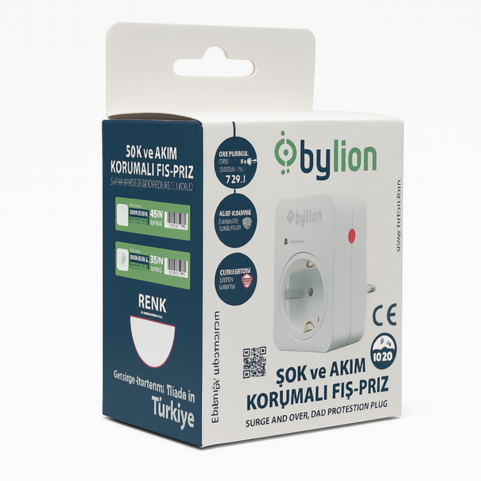 Bylion Şok Ve Akım Korumalı Fiş Priz Beyaz 720j