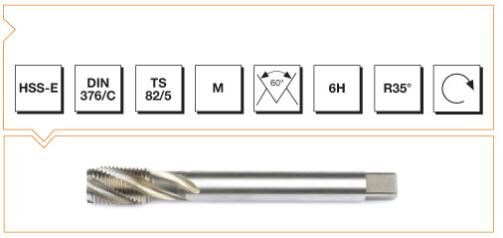 MTE Makina Takım HSS-E DIN 374/C Metrik İnce Vidalı Helis Kanallı Makina Kılavuzu M12x1 B00105790253