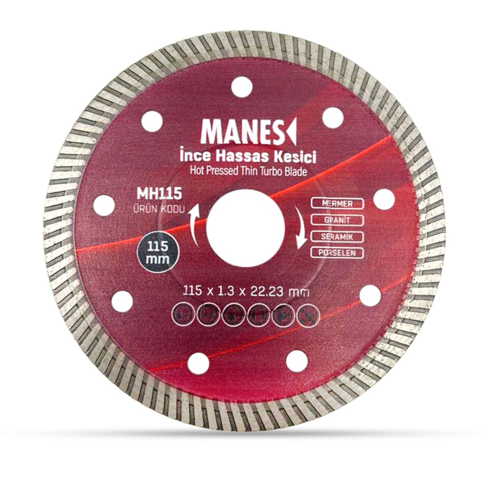 Manes İnce Hassas Kesme Kırmızı 115x1.3x22 (mh115)