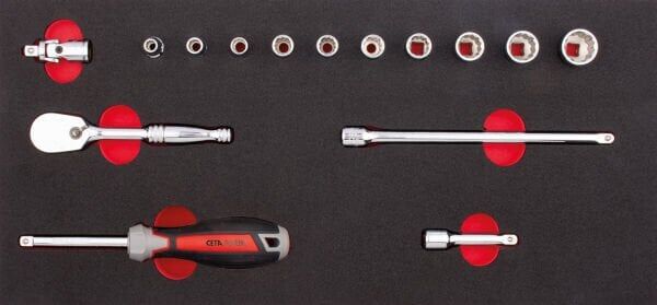 Ceta Form 15 Parça 1/4'' 12 Köşe (Yıldız) Lokma Anahtar Takımı (SAE) (EVA'lı) - C00A-E15BT