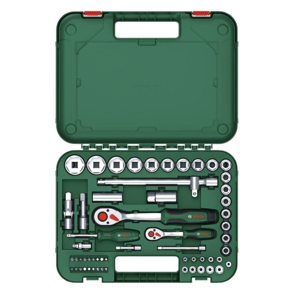 Bosch 1/4'' + 1/2'' Cırcırlı Somun Sıkma Seti 56 Parça 1600A02Z9G