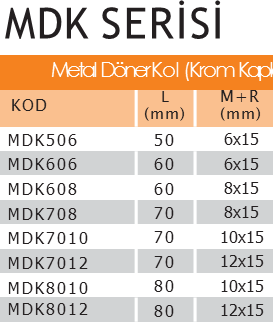 MDK7510 Metal Döner Kol Krom Kaplı