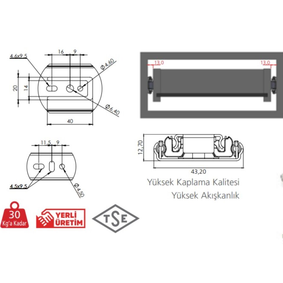 Canex Teleskopik Bilyalı Ray 43x25 Cm