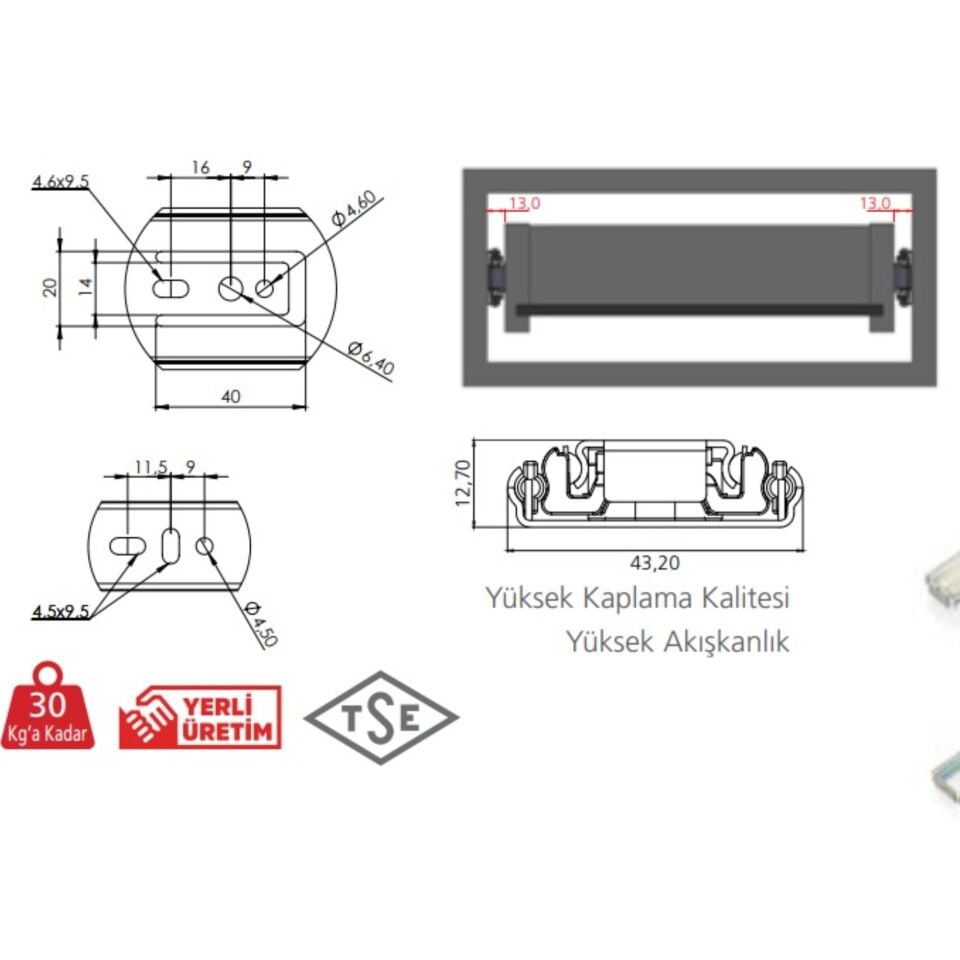 Canex Teleskopik Bilyalı Ray 43x30 Cm