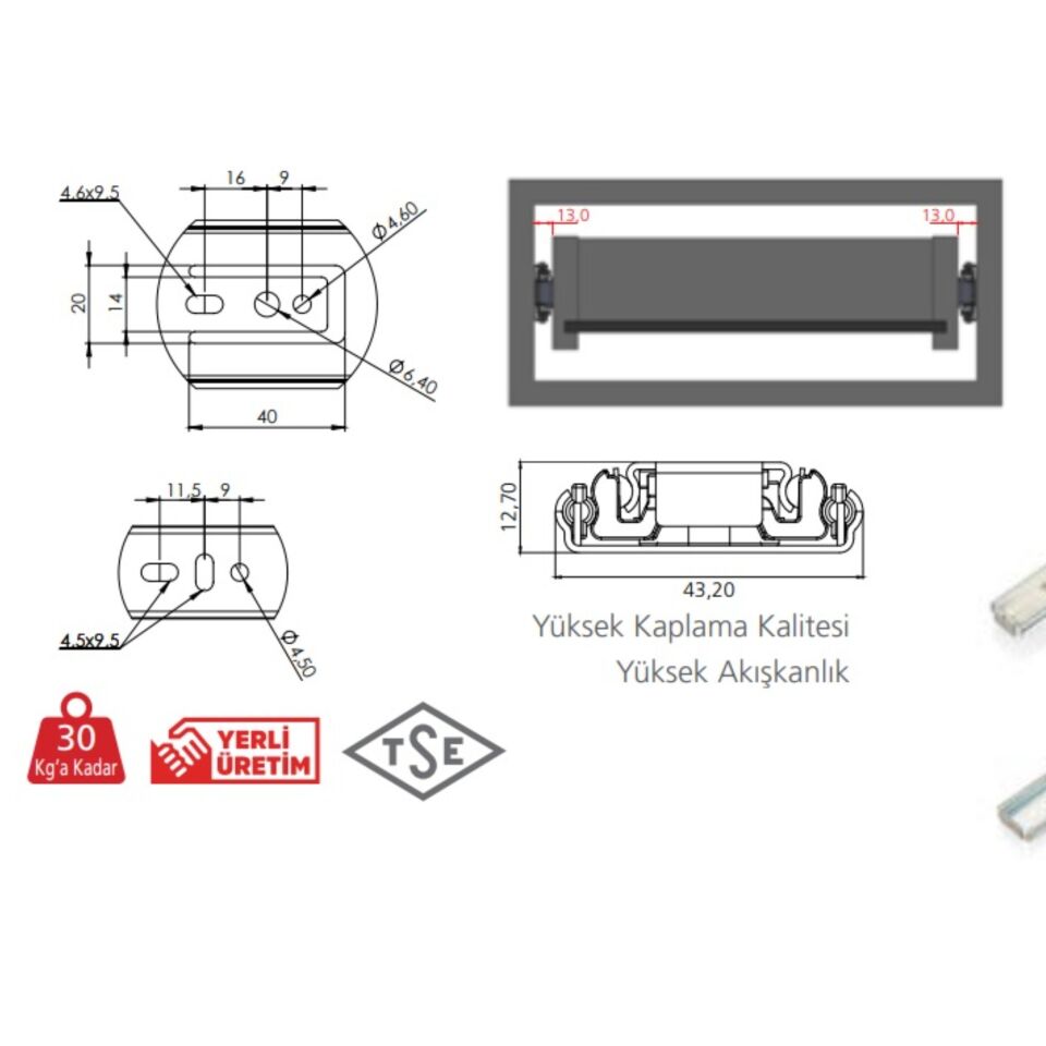 Canex Teleskopik Bilyalı Ray 43x35 Cm