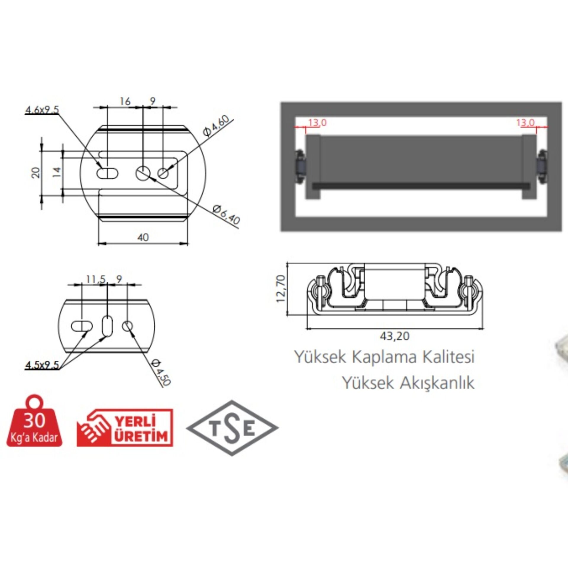 Canex Teleskopik Bilyalı Ray 43x45 Cm
