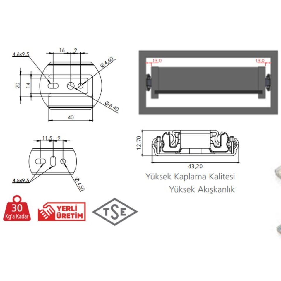 Canex Teleskopik Bilyalı Ray 43x45 Cm