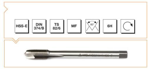 MTE Makina Takım HSS-E DIN 374/B Metrik İnce Vidalı Eğik Ağız Bilemeli Makina Kılavuzu M16x1 B00105741605