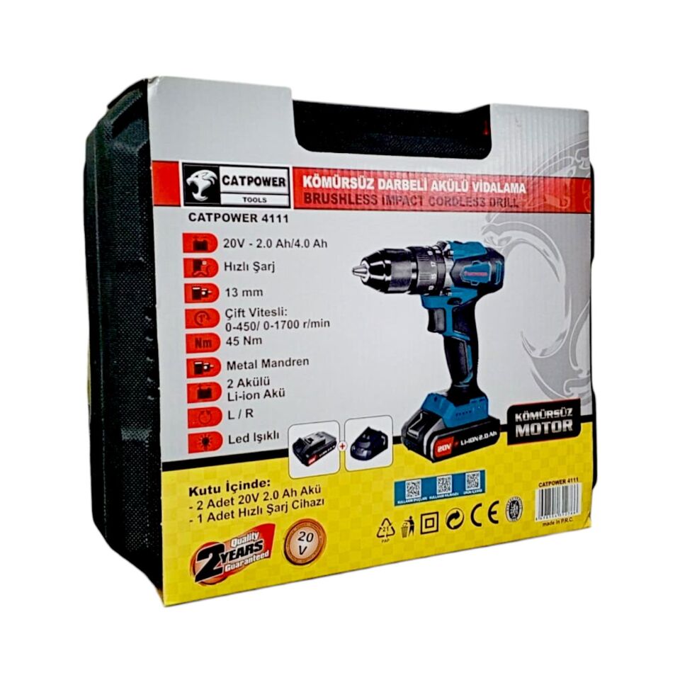 Catpower Akülü Vidalama Kömürsüz 20v Cat4111