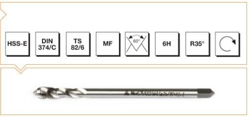 MTE Makina Takım HSS-E DIN 374/C Metrik İnce Vidalı Helis Kanallı Makina Kılavuzu M14x1.25 B00105790394