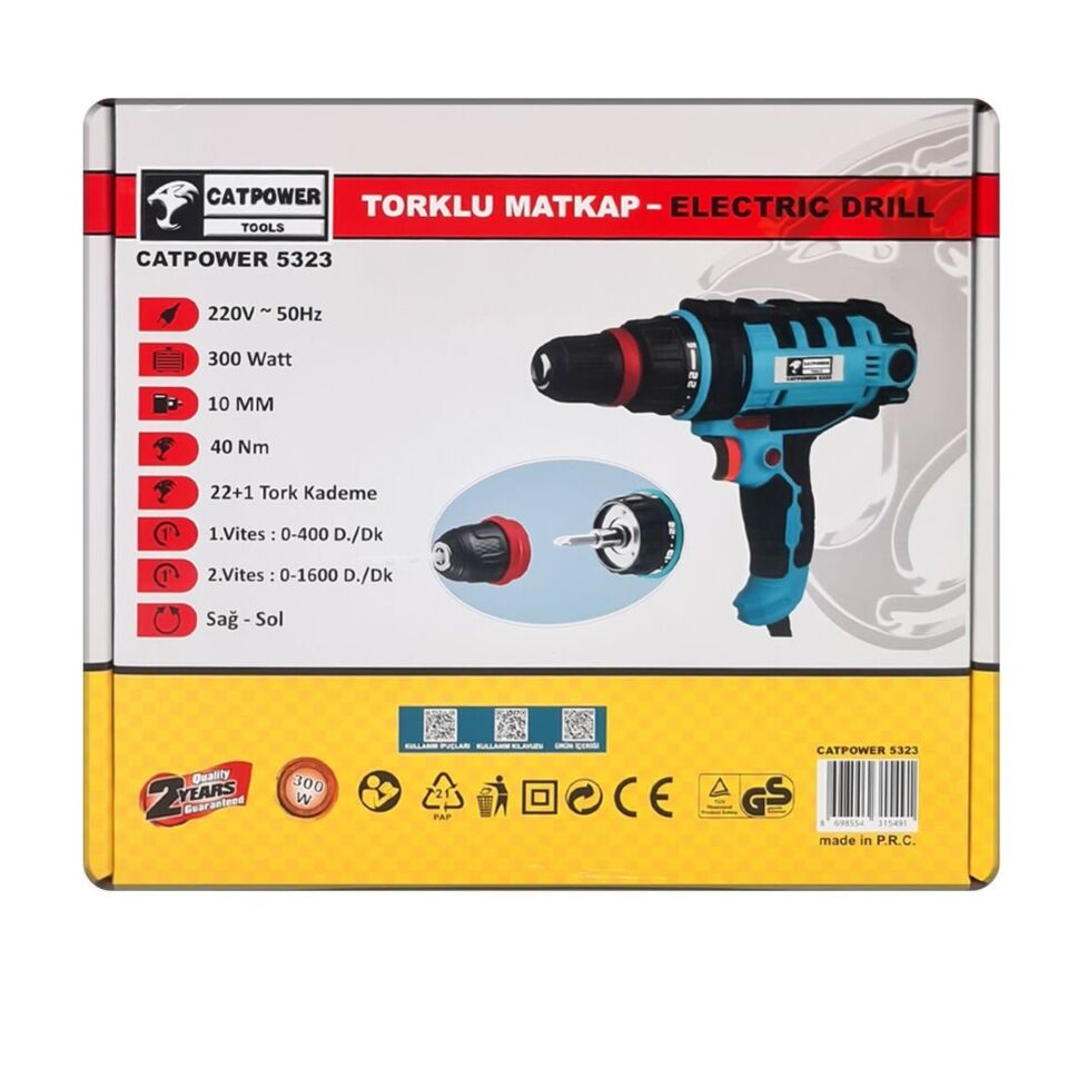 Catpower Darbesiz Torklu Matkap 10 Mm 300w Cat5323