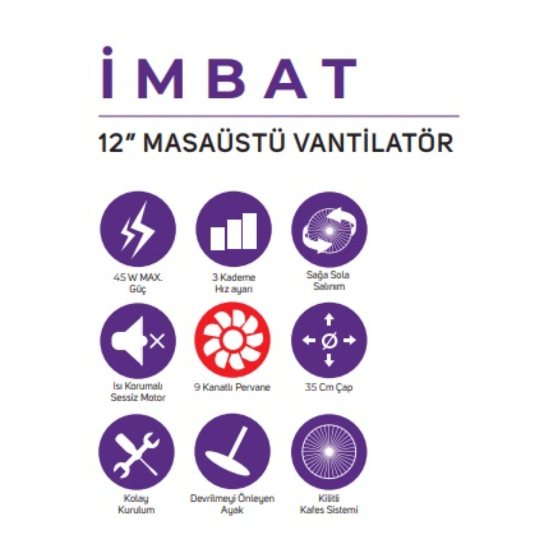 İnova İmbat Masaüstü Vantilatör 12''