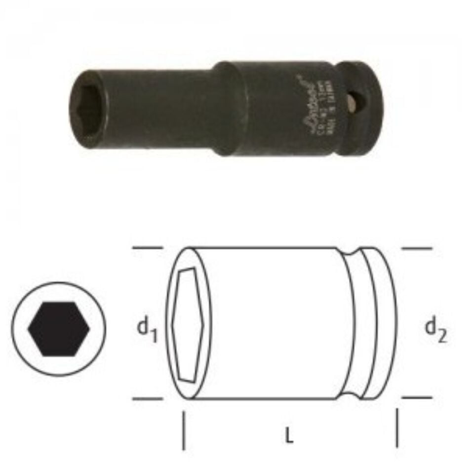 Osaka Altı Köşe Derin Lokma 17 Mm 1/2'' Ln12d17