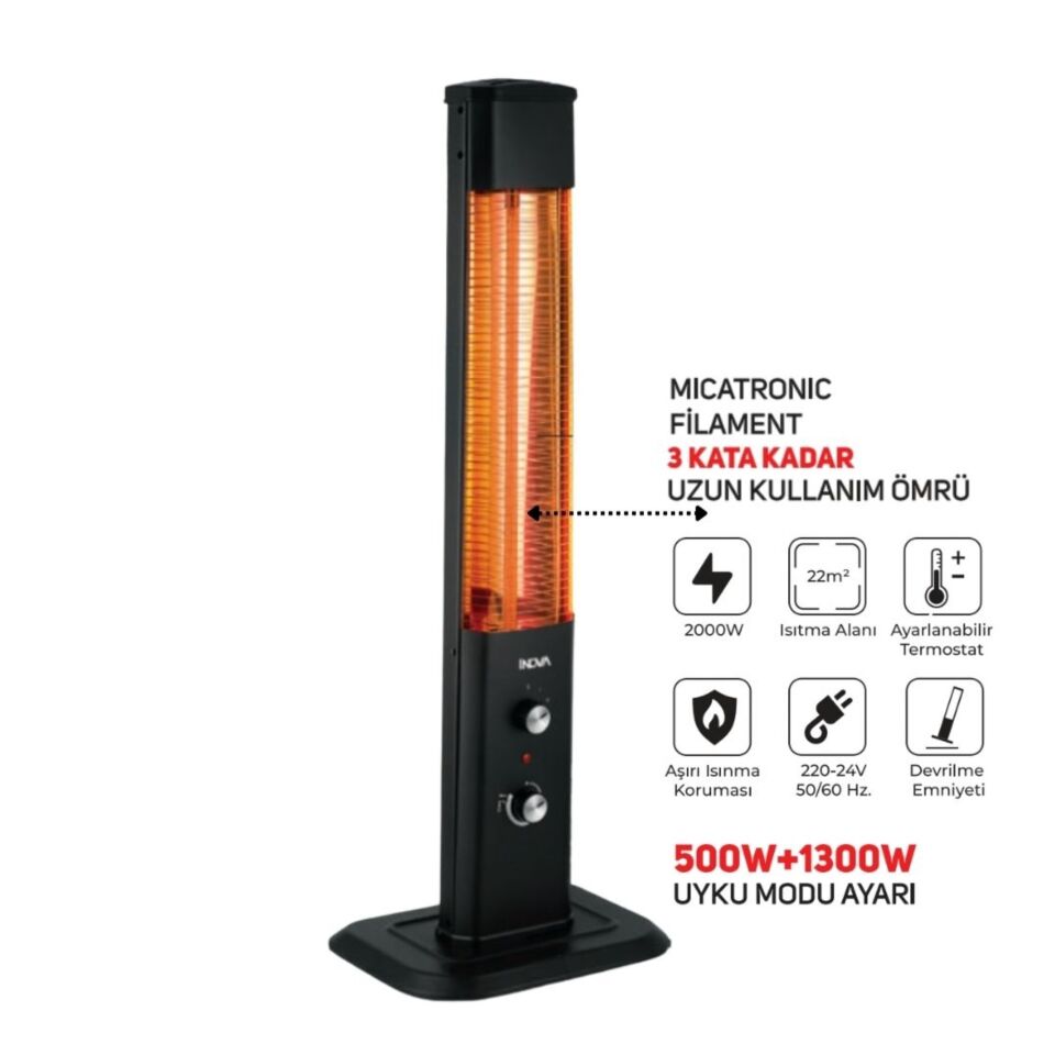 İnova Mauna Lüx Çift Düğmeli Lüx Dik Isıtıcı 1800w