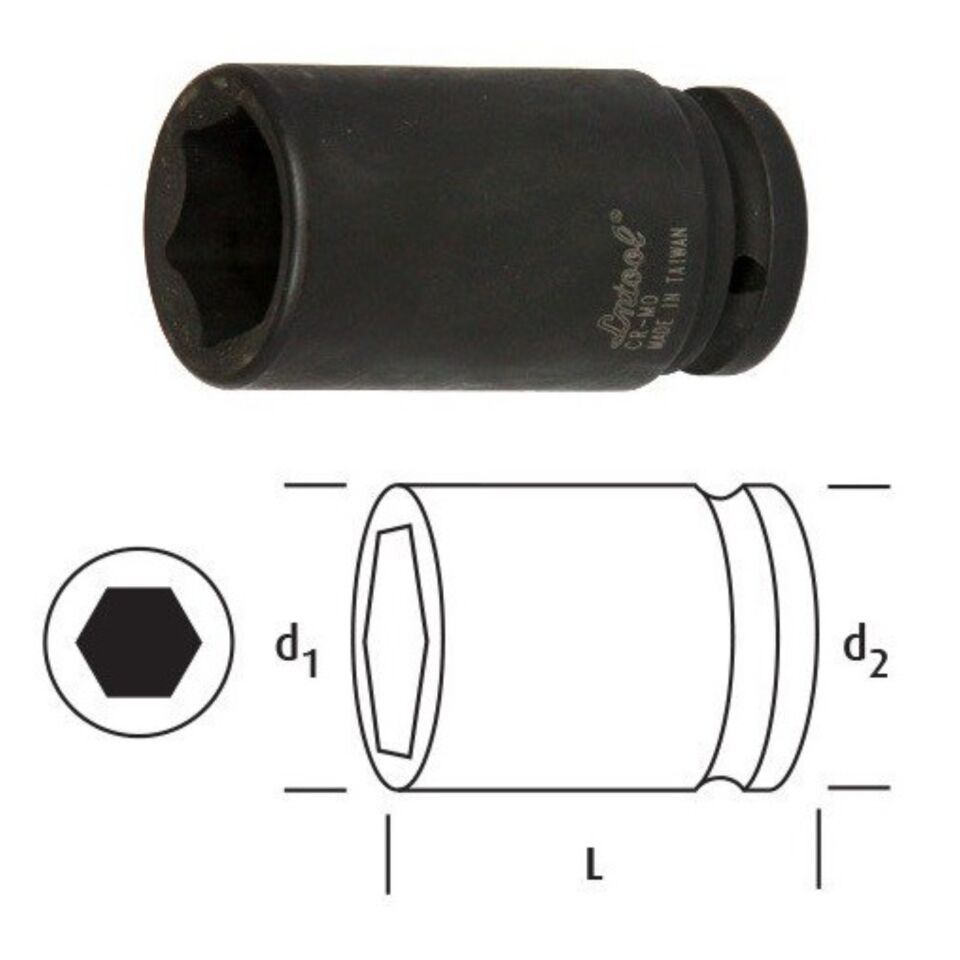 Osaka Altı Köşe Derin Lokma 27 Mm 1'' Ln1d27